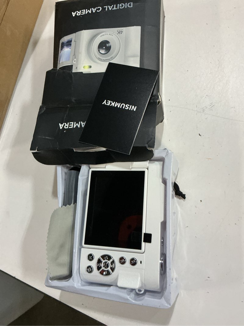Condition photo showing Good Condition for 4K Digital Camera for Photography, Small Vlogging Camera with Flip Screen for YouTube, 50MP 16X Zoom, Portable Travel Cameras with 32GB SD Card for Beginners(White)