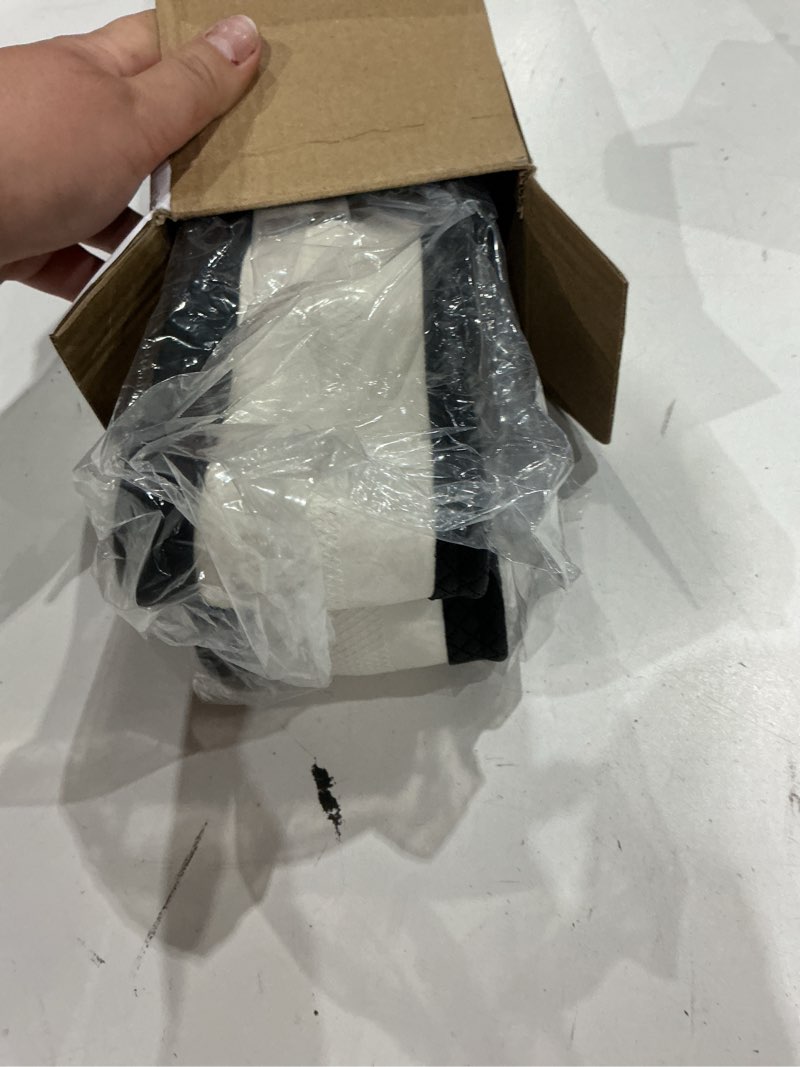 Condition photo showing New/Like New for car steering wheel cover, anti-slip, safety, soft, breathable, heavy duty, thick, full surround, sports style (black with white line)