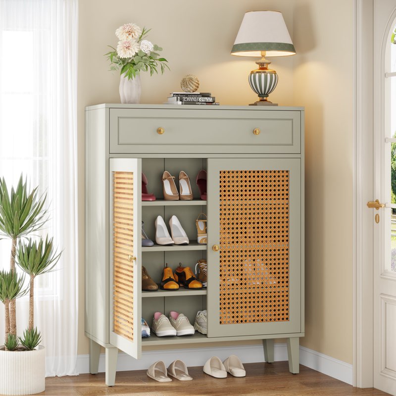 (incomplete) 16 pair shoe storage cabinet