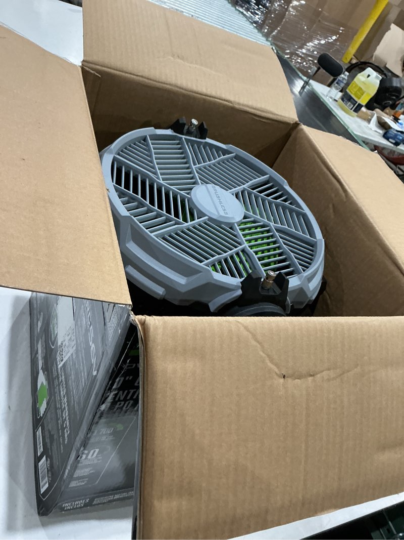 Condition photo showing As Is for ego 19.49 in. h 5 speed oscillating misting fan remote control