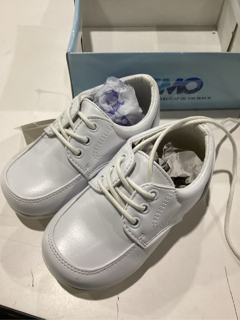 Condition photo showing New/Like New for josmo baby boys’ dress shoes – casual leatherette derby walking shoes (infant/toddler) 7 toddler white
