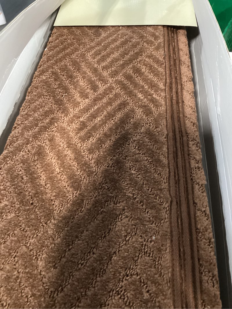 Condition photo showing Good Condition for MBIGM Bullnose Non-Slip Stair Treads w/Reusable Adhesive 14 Pack 9.5" x 30" Wooden Steps Protection - TPU Backing with Steel Reinforcement - Anti-Slip Solution Basketweave Brown Non Slip Stair Tread 9.5" x 30" Brown - Basketweave 14