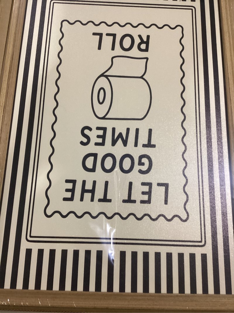 Condition photo showing Good Condition for framed funny bathroom wall art, let the good times roll canvas wall decor painting, humorous toilet quote artwork poster print picture for modern farmhouse bathroom decor 16x24 inch funny toilet paper framed 24"l x 16"w