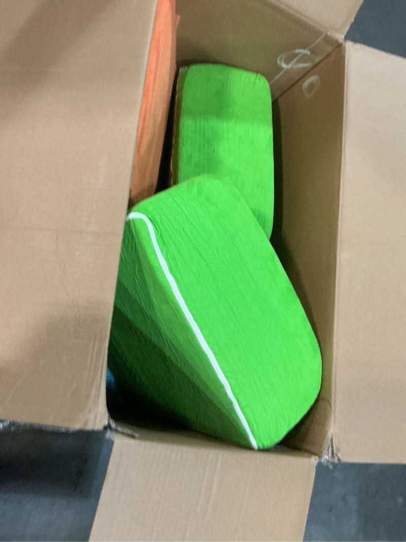 Condition photo showing As Is for 6 Pieces Climbing Toys for Toddlers, Climb & Crawl Soft Foam Block Activity Play Set, Foam Play Gym Climbing Blocks, Toddler Climbing Toy Indoor, Soft Foam Toys for Kids Crawling and Sliding Green/Orange