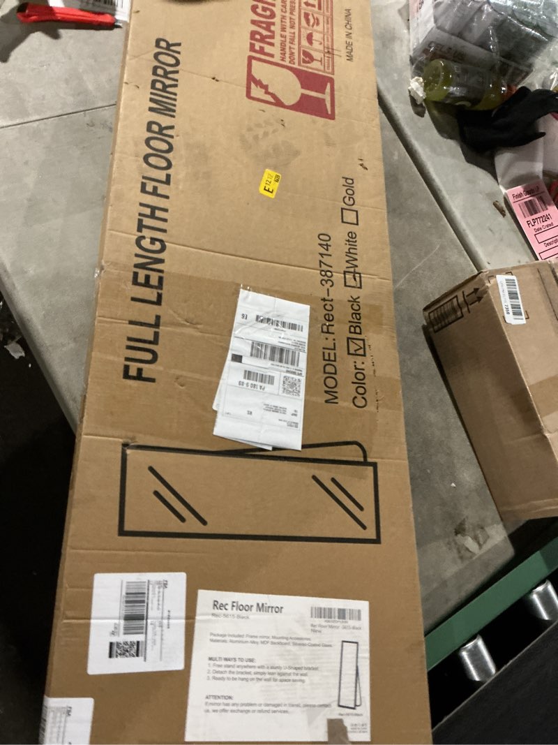 Condition photo showing Good Condition for Full Length Mirror, Standing Large Floor Mirror with Aluminum Frame for Bedroom, Living Room, Bathroom(Black) Matte Black 56x15 Inch