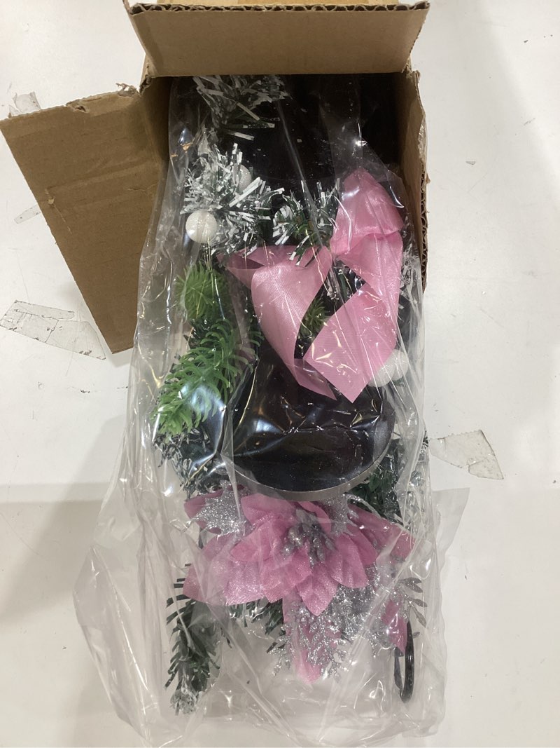 Condition photo showing New/Like New for Yungyan Christmas Tabletop Centerpiece 30 Inch, Includes 5 Candle Holders Without Candle, Pink Poinsettia Flowers, Pink Bow, Pine Cones and Base, Christmas Artificial Dinner Table Decorations Poinsettias Style