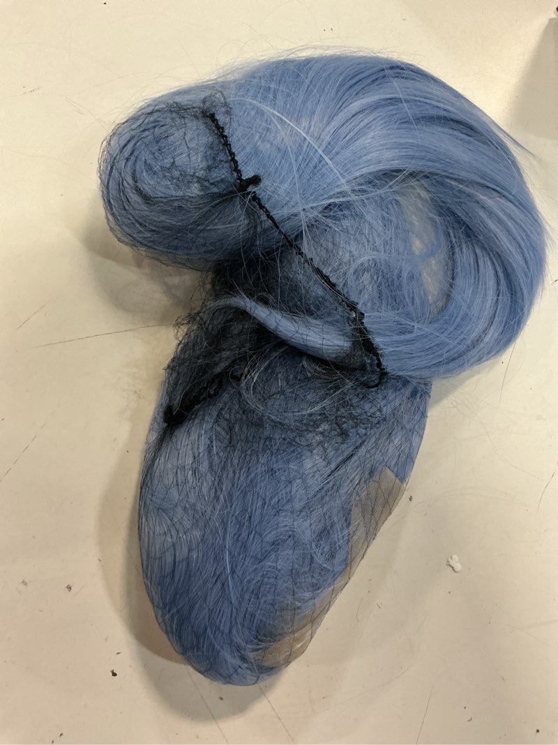 Condition photo showing Good Condition for btwtry light blue wig long straight sky blue lace front synthetic wigs pre plucked natural hairline for black women heat resistant fiber hair cosplay daily wear wig (light blue)