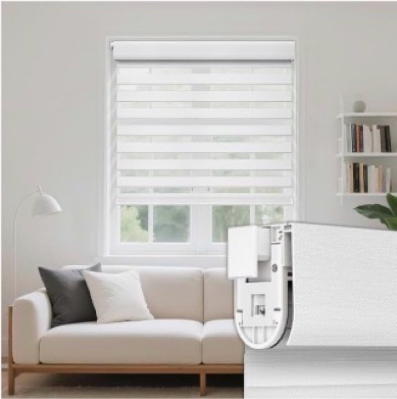 Incomplete,nJoydeco Linen Zebra Blinds for Windows, Cordless Privacy Light Filtering Dual Layer Window Shades, F