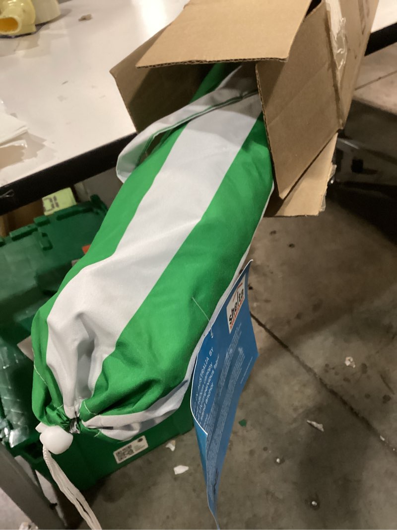 Condition photo showing New/Like New for banz cabana beach umbrella upf 50 - uv protection foil-lined portable outdoor umbrella for sand with screw-in base & tilt pole - lightweight beach shade & patio umbrella with bag green and white