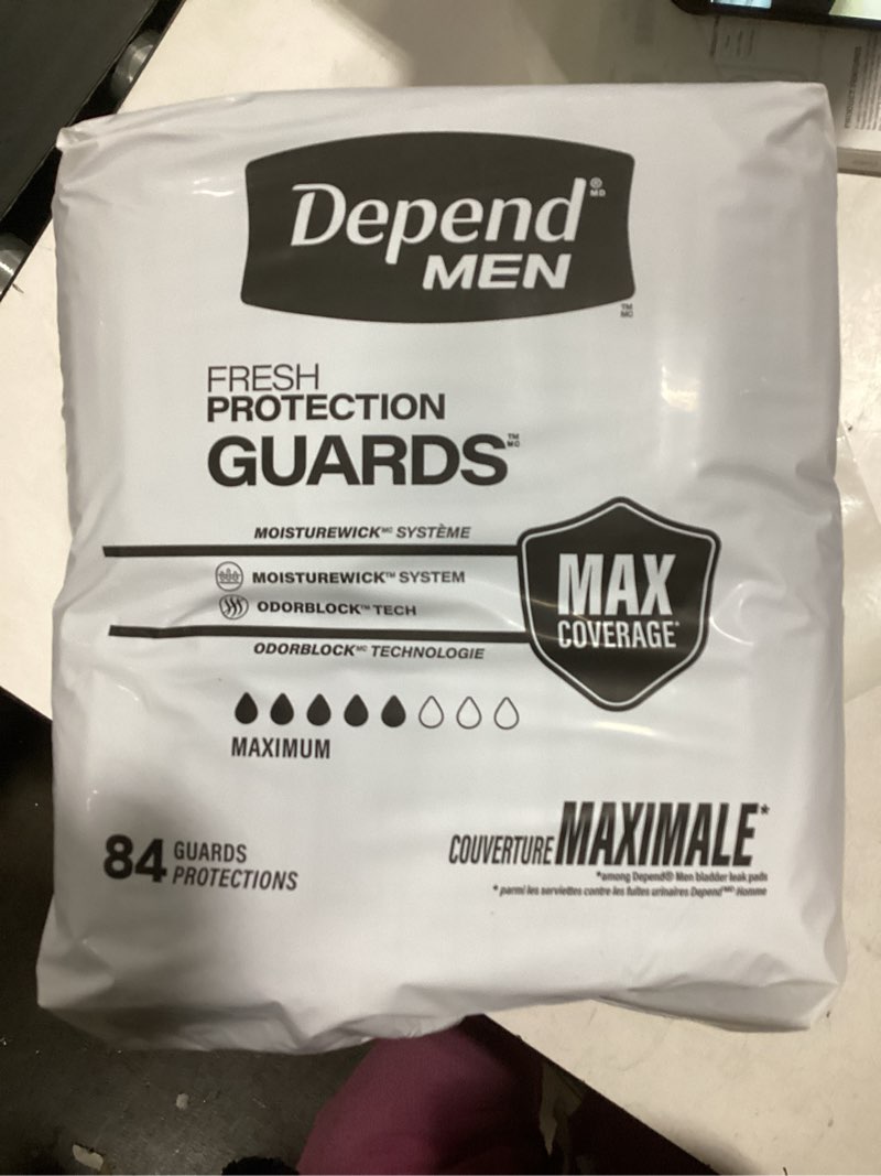 Condition photo showing Good Condition for depend guards incontinence pads for men, maximum absorbency, 84 count, 2 pack