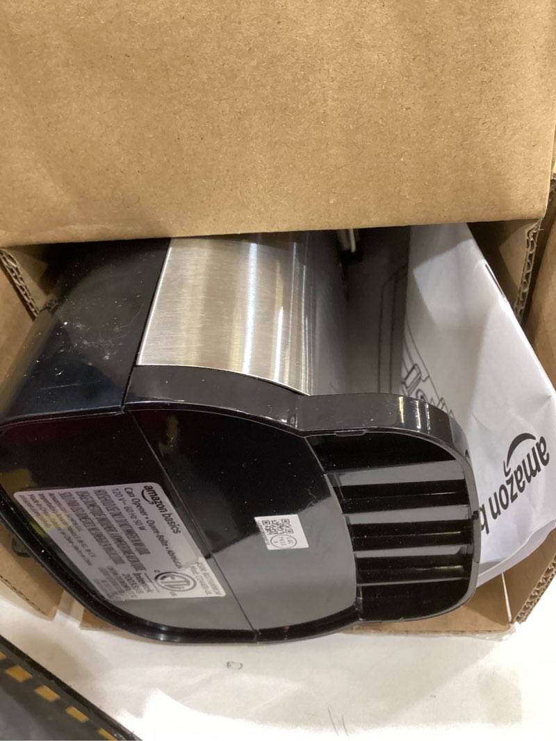 Condition photo showing Good Condition for amazon basics 3-in-1 electric can opener, bottle opener and knife sharpener, with stainless steel blade, magnetic lid holder, automatic, countertop, 50w, black