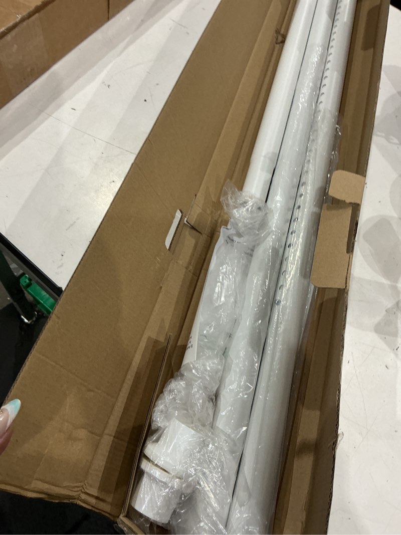 Condition photo showing As Is for shower curtain rods spring tension no drill,63-123 inch heavy duty tension curtain rod - adjustable curtain rod non-slip,tension rod for windows room divider balcony outdoor patio,matte white