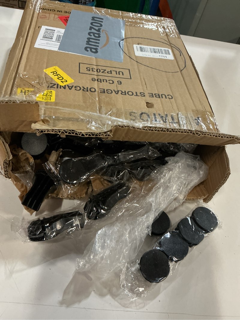 Condition photo showing As Is for AWTATOS Cube Storage Organizer, Storage Cubes Shelves Bookshelf, 6 Cube Closet Organizers and Storage, DIY Stackable Plastic Clothes Organizer Shelving for Bedroom, Home, Cocoa Brown