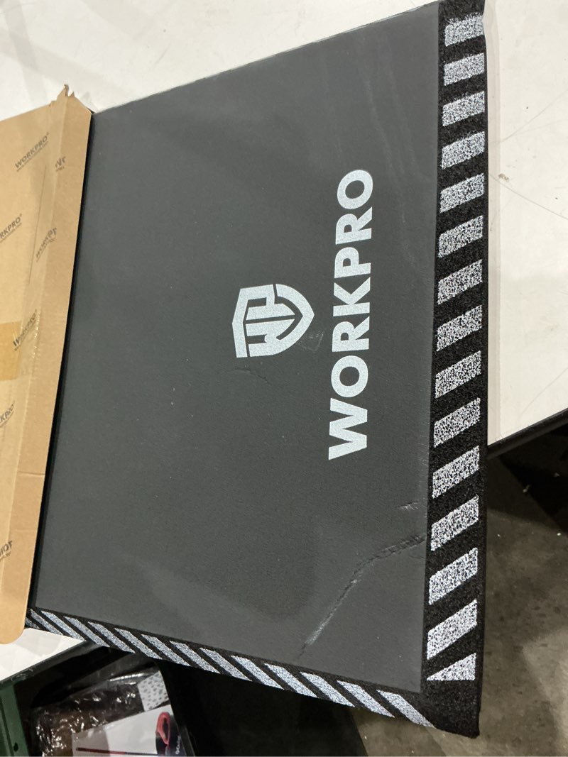 Condition photo showing Good Condition for (slight scratch)workpro extra thick kneeling pad, soft foam knee cushioning, extra large foam kneeler mat for auto-repair, gardening, workout supplies, 28 x 16 x 1.2in, black