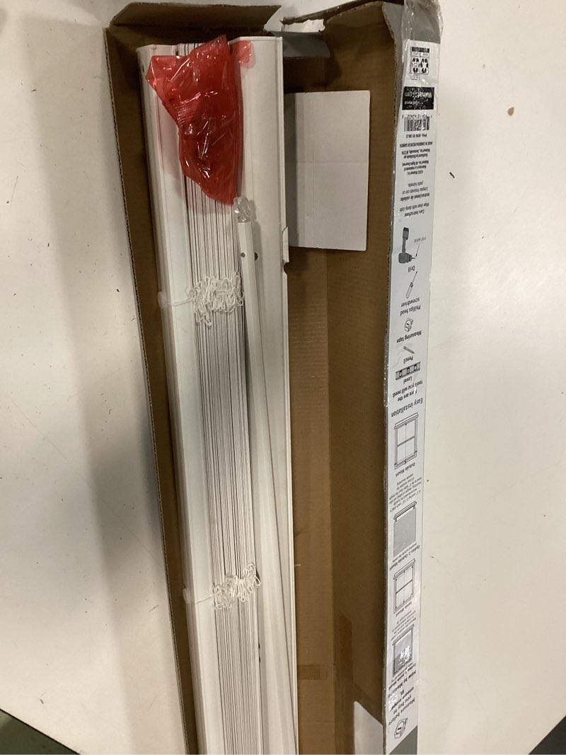 Condition photo showing Good Condition for mainstays 1" cordless vinyl room darkening horizontal mini blinds, white, 31"w x 48"l
