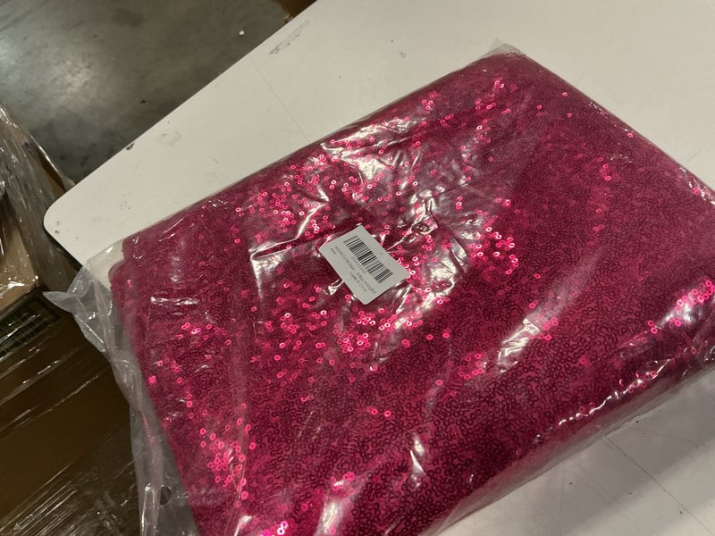 Condition photo showing Good Condition for Hahuho Fuchsia Sequin Backdrop Curtain, 2PCS 2FTx8FT Glitter Backdrop Curtain for Parties, Christmas, Wedding, Party Decoration?2 Panels, 2FT x 8FT, Fuchsia
