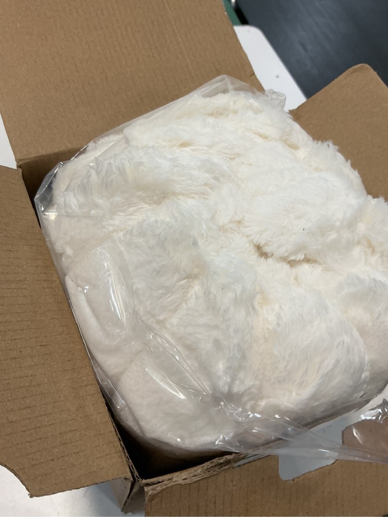 Condition photo showing Good Condition for Bedsure White Throw Fleece Blanket for Couch - Super GentleSoft Cozy Blankets for Women, Cute Small Throws for Girls, 50x60 Inches, Wider Striped Design White Throw (50" x 60")