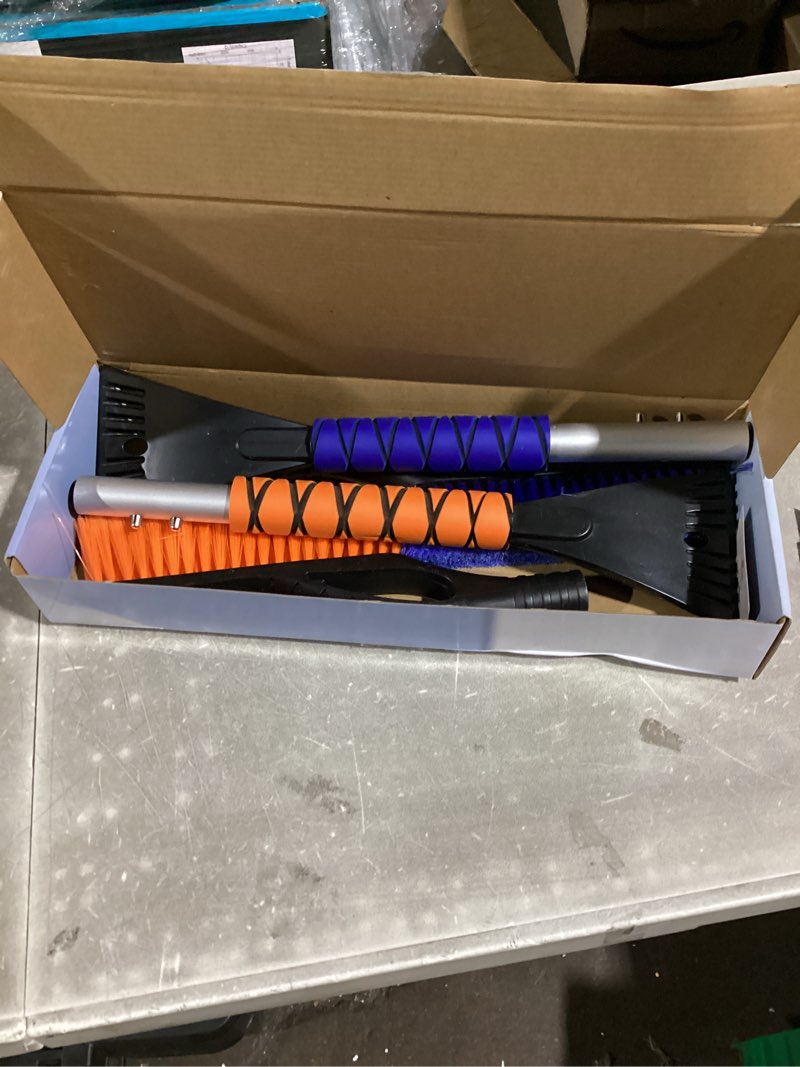 Condition photo showing New/Like New for EcoNour 27" Car Snow Brush and Ice Scrapers for Car Windshield (2 Pack) | Scratch Free Bristle Head Snow Brush & Tough Window Snow Scraper with Aluminium Body | Snow Removal Winter Car Accessories Blue & Orange