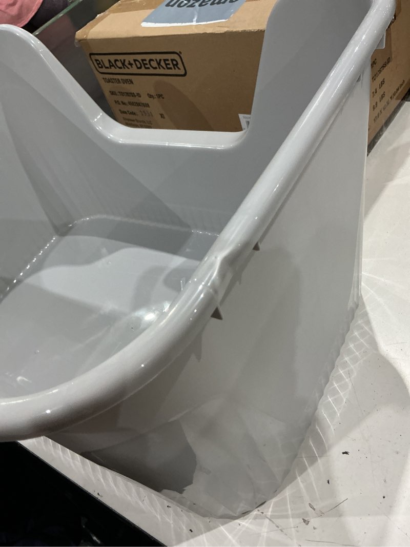 Condition photo showing As Is for broken ))extra large litter box with high sides 25.27\\\" lx17.83 wx13.11 h,anti-splashing,tool-free assembly,multi kitty cat litter box,jumbo (grey)