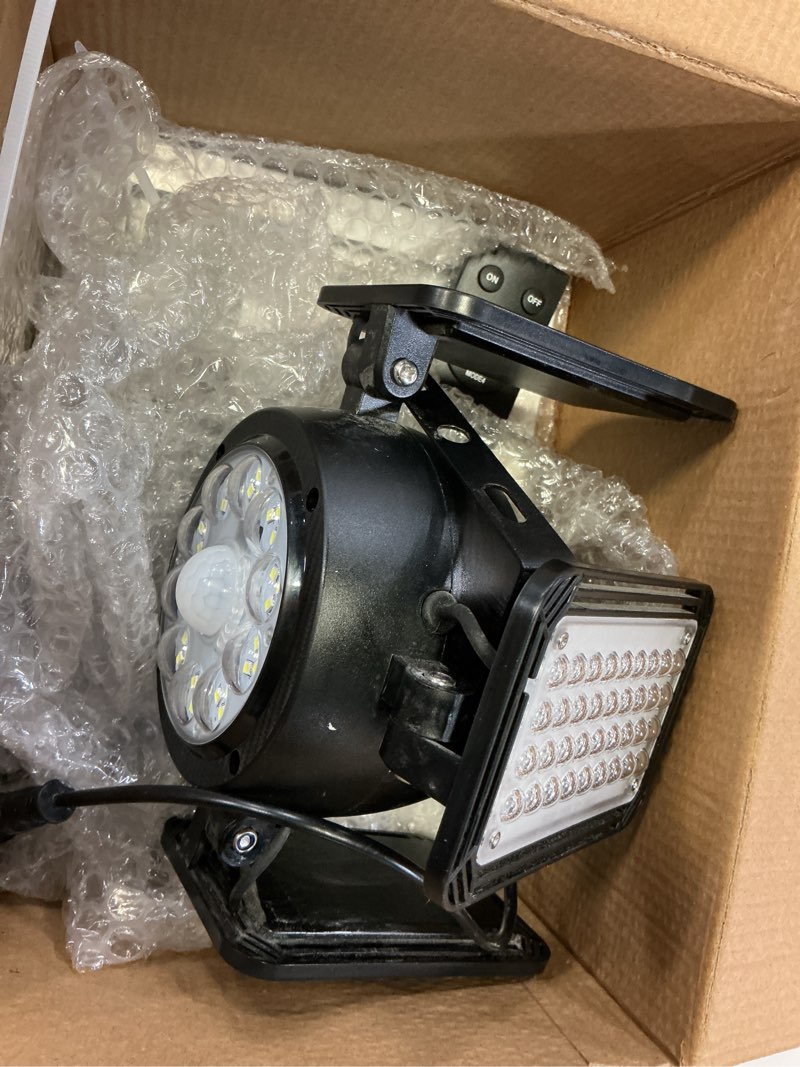 Condition photo showing Good Condition for Solar Shed Light Outdoor Indoor, Upgrade 6500K 1200Lumen 174 LEDs Motion Sensor Pendant Light, 120°Adjustable 4+1 Solar Powered Lights Camping Plants Garage Waterproof Remote & Timer Black