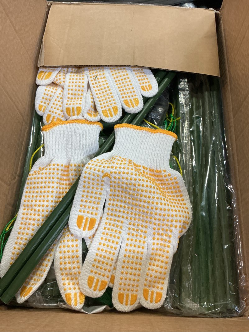Condition photo showing Good Condition for garden netting kit for raised beds, 10x30ft ultra fine mesh netting? 6 sets of 8ft fiberglass garden hoops, row cover insect netting for vegetable plant fruit flowers protection