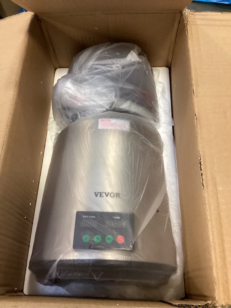 D1LH1LH4L110VH647V1 VEVOR 1.1 Gal Water Distiller, 0.3 Gal/H, 750W Distilled Water Maker Machine 0-99H Timing Set Temp Display, 304 Stainless Steel Countertop Distiller Glass Carafe Cleaning Powder 3 Carbon Packs, Silver