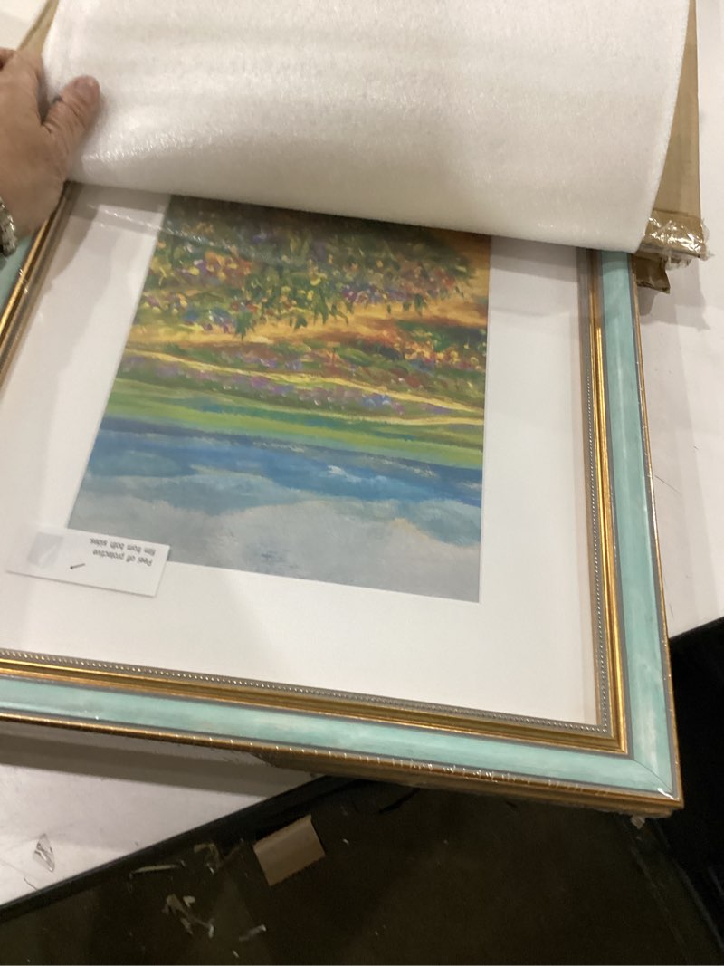 Condition photo showing New/Like New for golden state art,12x16 ornate picture frame with white mat for 8x12 photo or display 12 x 16 prints without mat color blue gold (plexiglass front) 12x16 blue gold