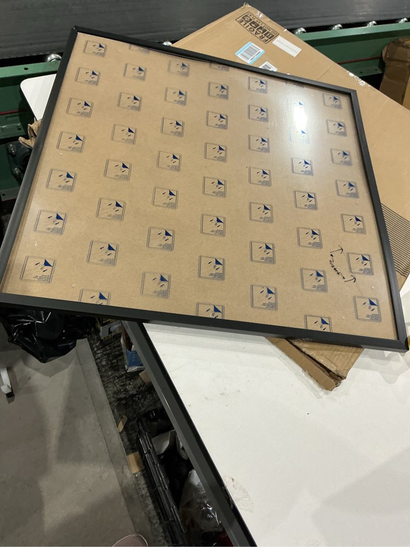Condition photo showing As Is for americanflat 28x28 picture frame with polished plexiglass - use as 24x24 frame with mat or display 28x28 photo without mat - streamline collection - thin border square frames for wall display - black black 28x28 1 pack