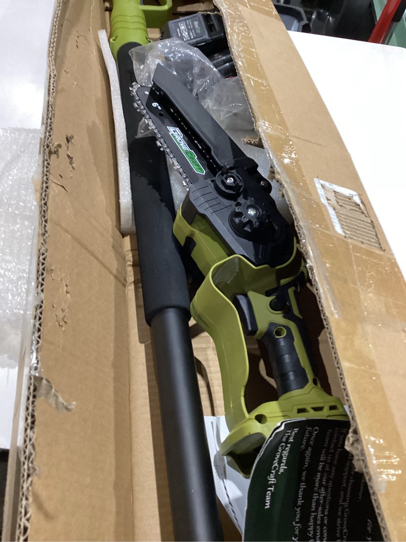 Condition photo showing As Is for mini chainsaw cordless, 8 inch & 6 inch electric chainsaw battery powered, 1000w brushless handheld power chain saw with 2 batteries, small tree saw for branch trimming wood cutting forest green?