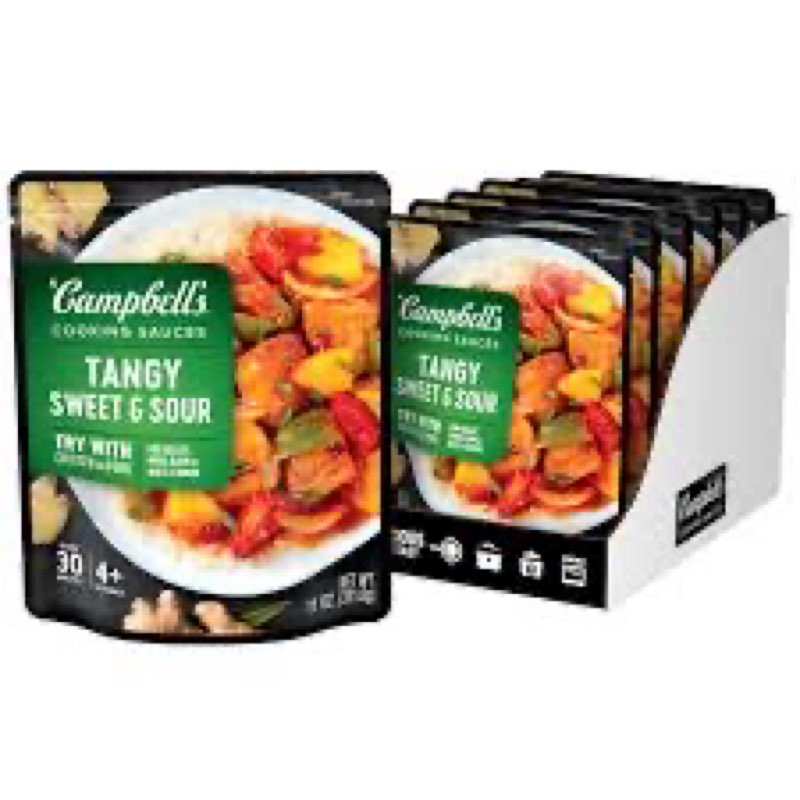 Campbell's Cooking Sauces, Tangy Sweet and Sour, 11 Oz Pouch (Case of 6) BB JUL/23/25