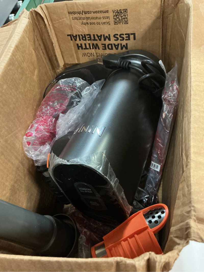 Condition photo showing As Is for Ninja NeverClog Cold Press Juicer, Powerful Slow Juicer with Total Pulp Control, Countertop, Electric, 2 Pulp Functions, Dishwasher Safe, 2nd Generation, Charcoal, JC151 (Renewed)