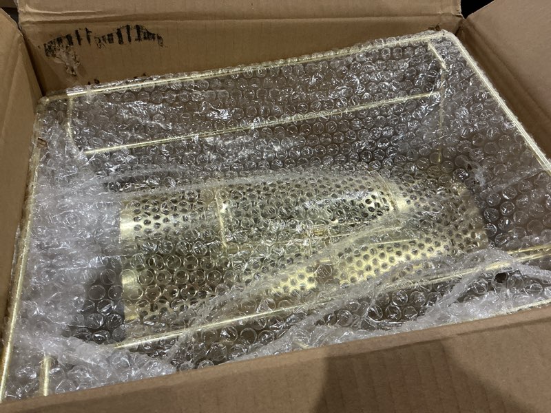 Condition photo showing Good Condition for vivohome 11 inch x 8 inch brass plated raffle drum lottery spinning drawing with wooden turning handle holds 2500 tickets small 11 inch x 8 inch