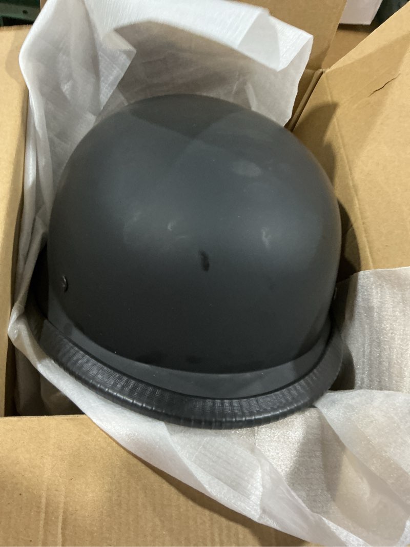 Condition photo showing As Is for motorcycle helmet, aircraft style, black x-large