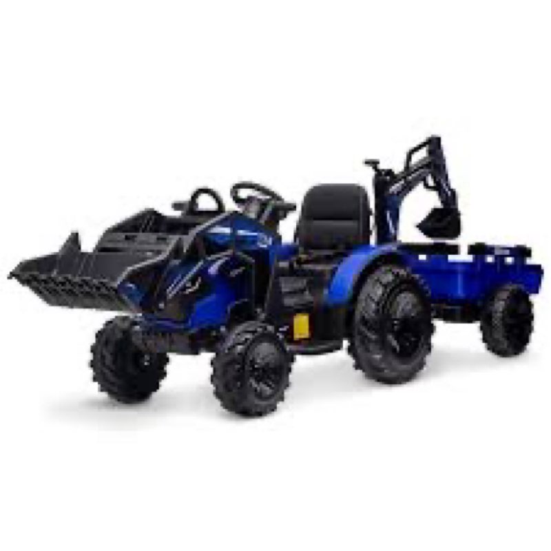 Ride on Tractor with Excavator & Bulldozer, 24V Ride on Tractor Battery-Powered, Remote Control, Ele