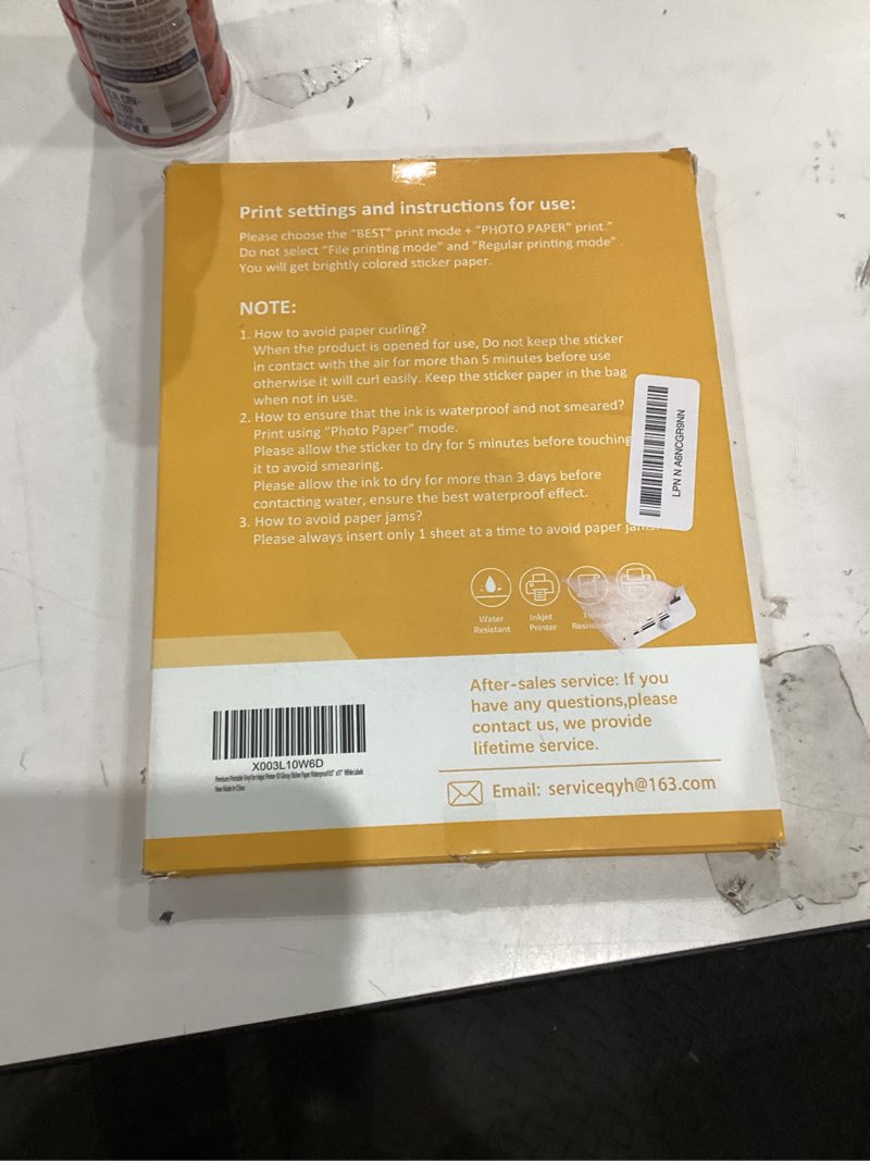 Condition photo showing New/Like New for QYH Premium Printable Vinyl for Inkjet Printer-50 Glossy Sticker Paper Waterproof 8.5’’x11’’ White Labels Glossy white 50 sheets