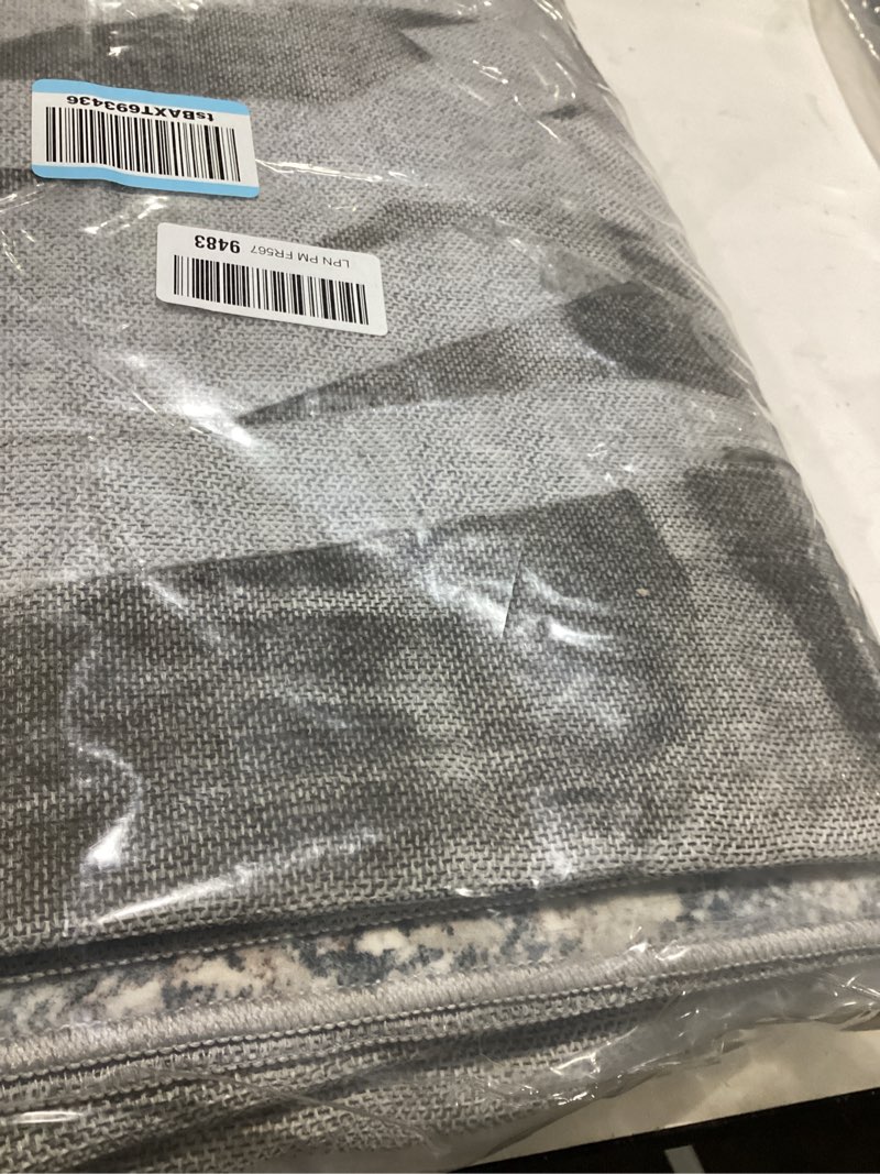 Condition photo showing As Is for dmoyest living room area rugs - 10x12 washable abstract large soft indoor rug neutral modern low pile carpet for bedroom dining room farmhouse home office - grey blue grey blue 10' x 12' (rectangular)