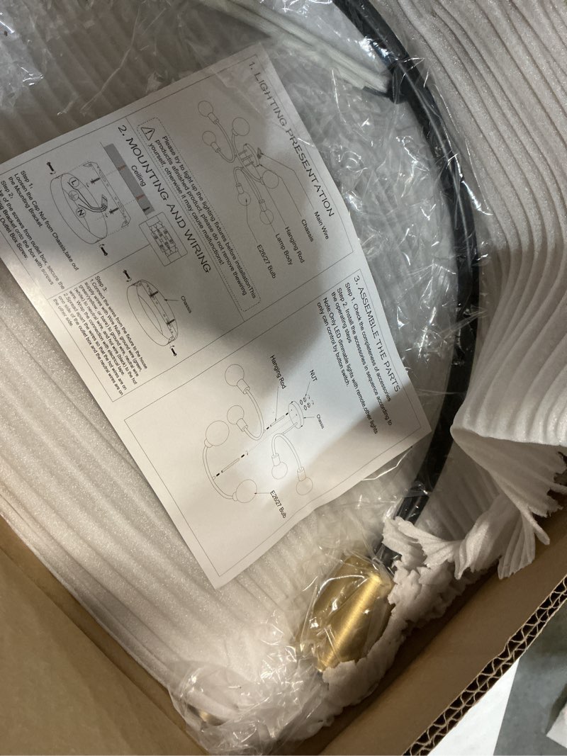 Condition photo showing Good Condition for frixchur 6-light sputnik semi flush mount ceiling light black gold e26 | 27.5 in wide metal ceiling light for bedroom, living room, kitchen (bulbs not included)