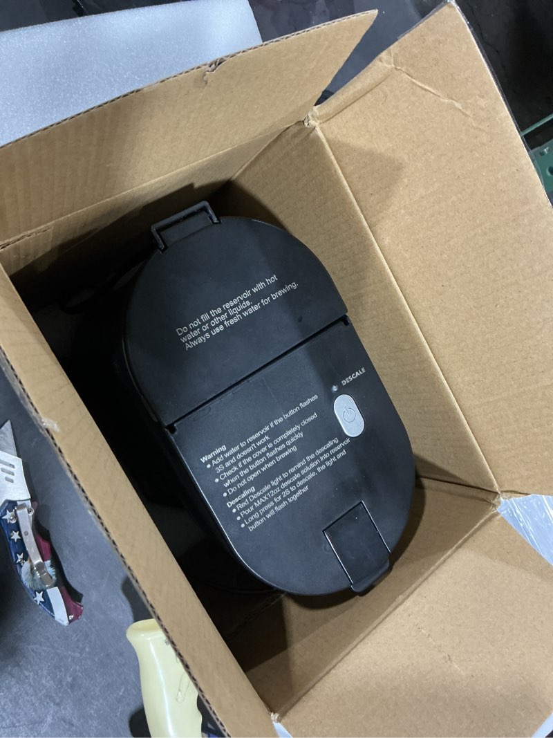 Condition photo showing Good Condition for Mini Single Serve Coffee Maker for K Cup and Ground Coffee, Fast Brew One Cup Coffee Machine with Descaling Reminder and Water Window, 6 to 12 oz. Brew Sizes, Black Black 9.45 Inches