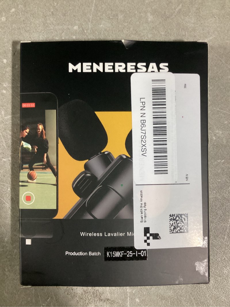 Condition photo showing New/Like New for MENERESAS 3-in-1 Mini Microphone for iPhone: Wireless Lavalier Microphone with 80ft Range & 15H Batt