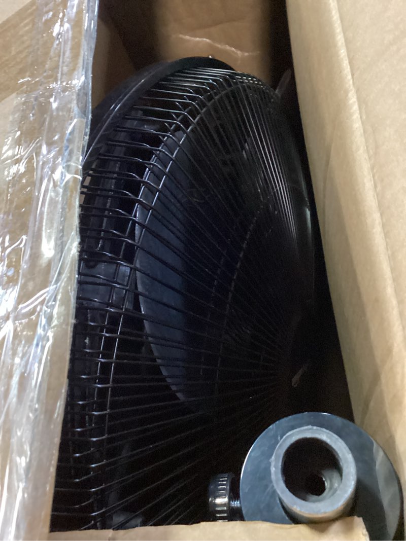 Condition photo showing Good Condition for amazon basics 16" pedestal fan with remote for bedroom, living room, office, adjustable height, dual-layered blades, 3 speeds, 3 modes, timer, tilt head, 60w, black 3-speed, ac motor