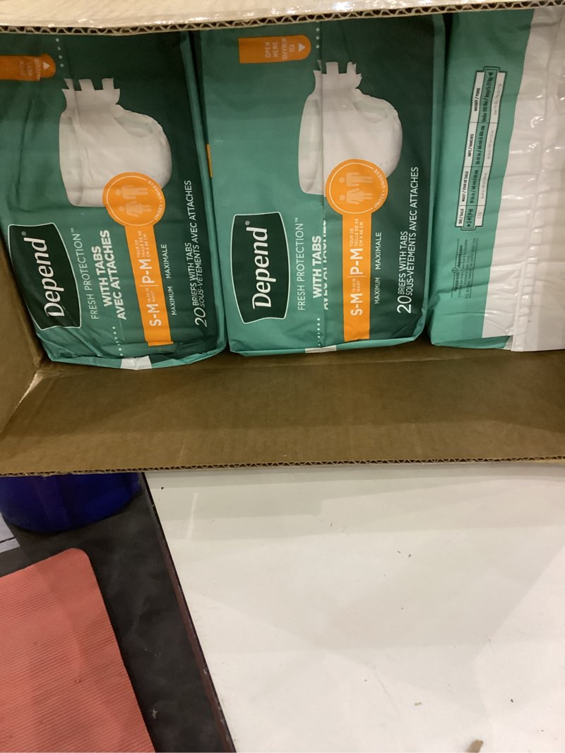 Depend Adult Diapers with Tabs, Incontinence Protection with Tabs, Unisex, Small/Medium (19–34" Wais