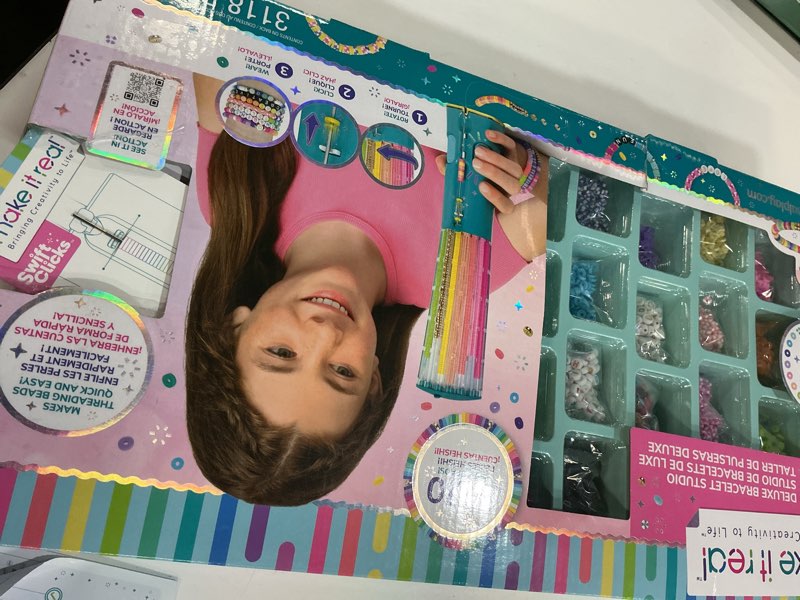 Condition photo showing Good Condition for Make It Real Swift Clicks Deluxe Bracelet Studio - Create Colorful Friendship Bracelets with Swift Clicks Deluxe Design Tool - Includes Beads and Charms Deluxe Swift Clicks