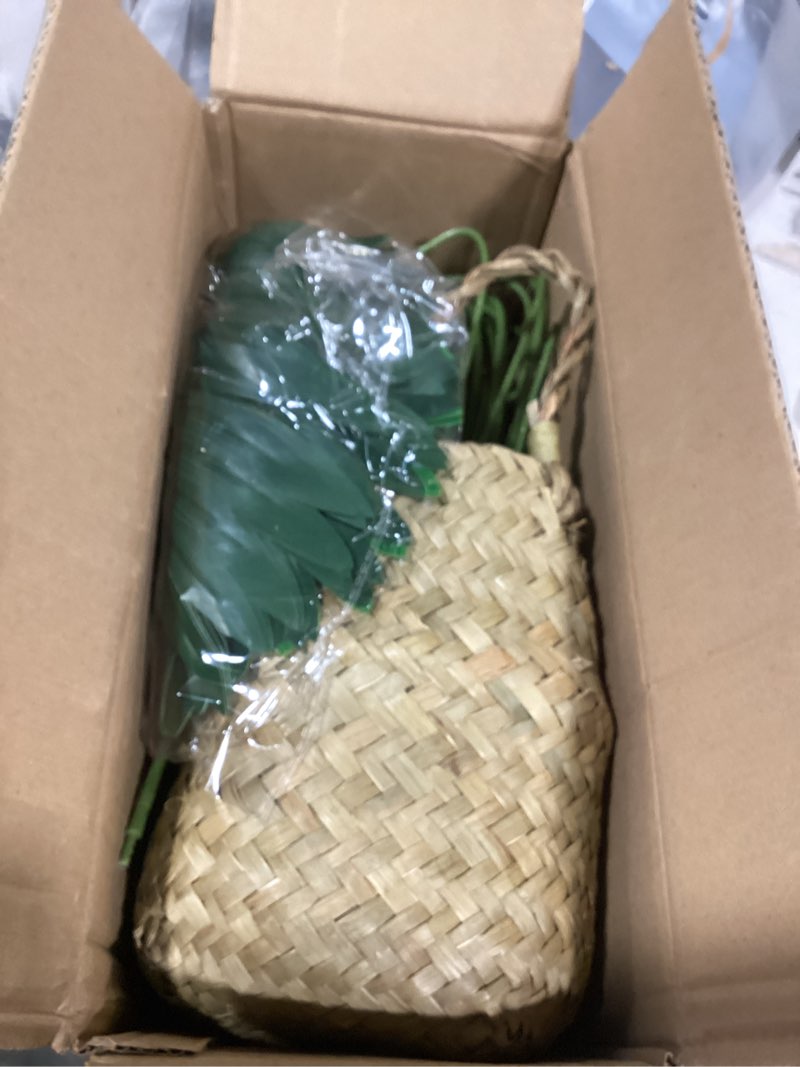 Condition photo showing Good Condition for Der Rose Fake Palm Tree 28Inch Faux Plant Potted Tall Fake Plant with Hand-Woven Baskets Artificial Tree for Indoor Outdoor Home Office Bedroom Porch Balcony Decor 1 28inch