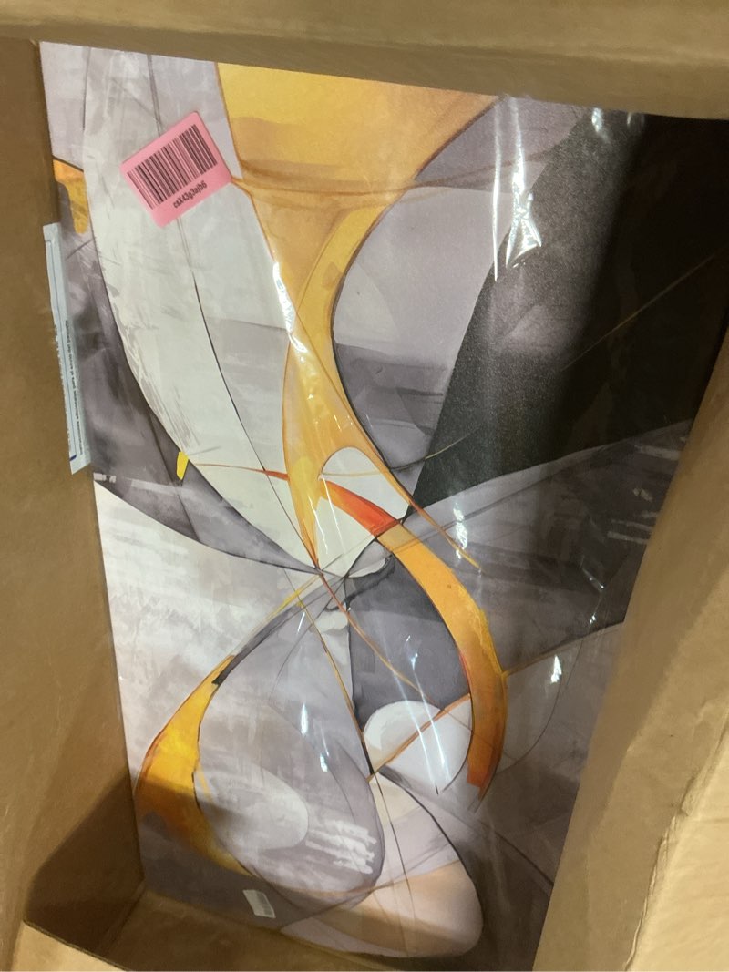 Condition photo showing New/Like New for cgxart modern painting wall decor for living room - minimalist pictures for bedroom abstract wall art ready to hang size 20" x 40" 40"l x 20"w gold and grey