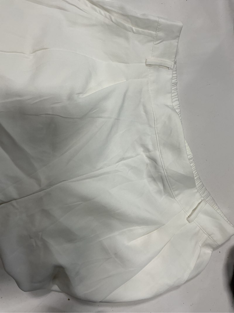 Condition photo showing Good Condition for evaless womens wide leg barrel pants with pockets | elastic high waisted, loose fit, business casual dress trousers, office work teacher travel slacks medium white