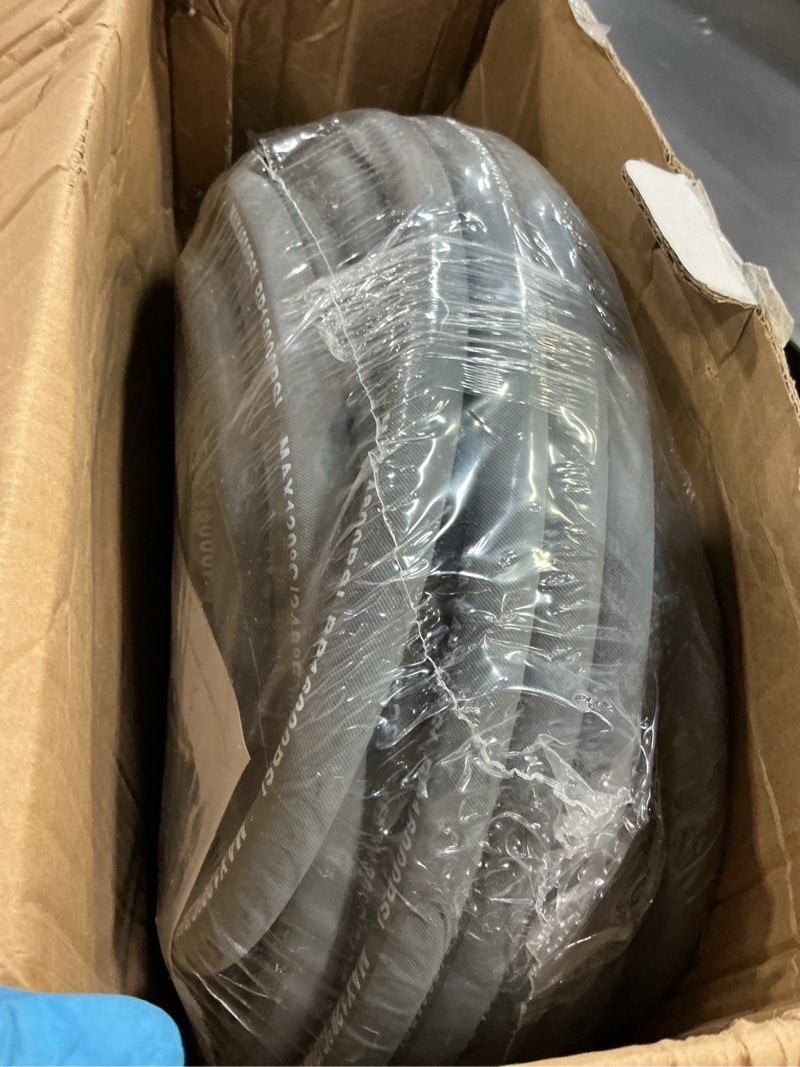 Condition photo showing New/Like New for 3/8" 4800psi pressure washer hose 100ft with swivel quick connect for cold/hot water max 248°f, kink resistant steel wire braided, wear resistant power washer hose with m22 14mm adapter gray 100ft