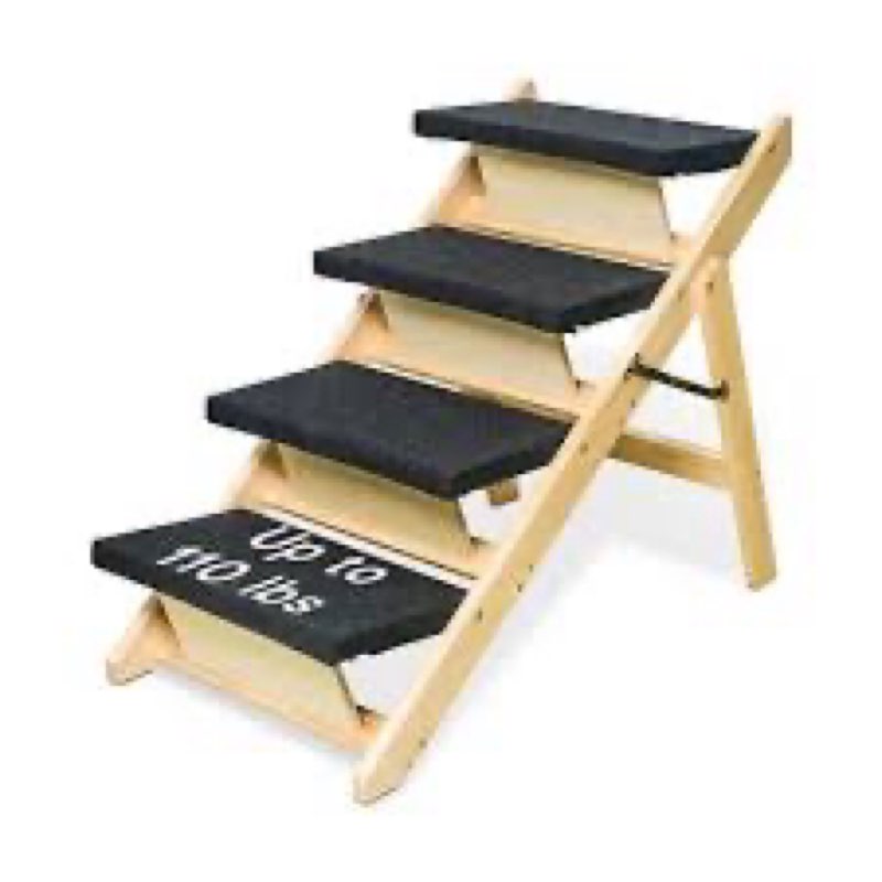BRIKY 2-in-1 Dog Stairs/Ramp with 4 Steps, Foldable Dog Stairs for High Beds Cars Couch, Durable Woo