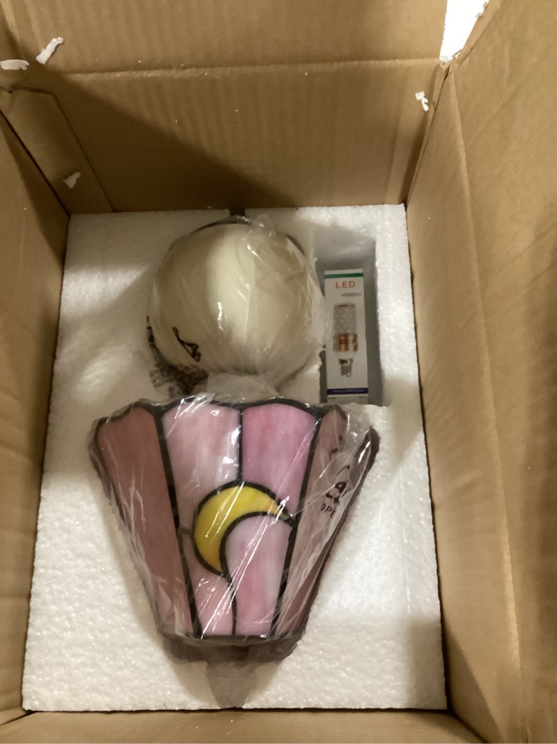 Condition photo showing New/Like New for Mushroom Lamp Tiffany Lamp Stained Glass Table Lamp Moon Cute Small Bedside Lamps for Living Room Home Decor,Unique Aesthetic Home Living Room Decor Girls Women Birthday Day Gift,Pink Moon Mushroom-Pink
