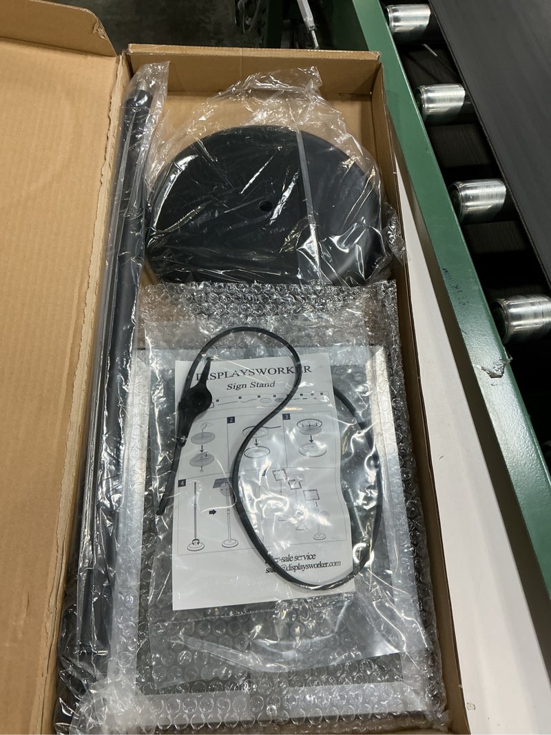 Condition photo showing Good Condition for DISPLAYSWORKER Sign Stand, Sign Holder Floor Stand with Heavy Duty Pedestal ,Adjustable Pedestal Poster Stand Aluminum Snap Frame for 8.5 x 11 Inch, Black black 8.5-x-11-inch