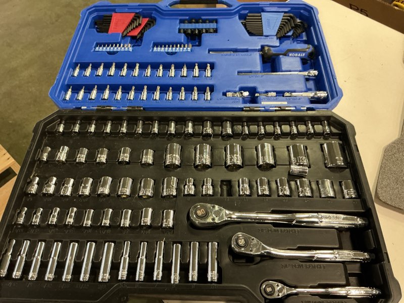 Condition photo showing As Is for Kobalt 170 -Piece Standard (SAE) and Metric Mechanics Tool Set with Hard Case